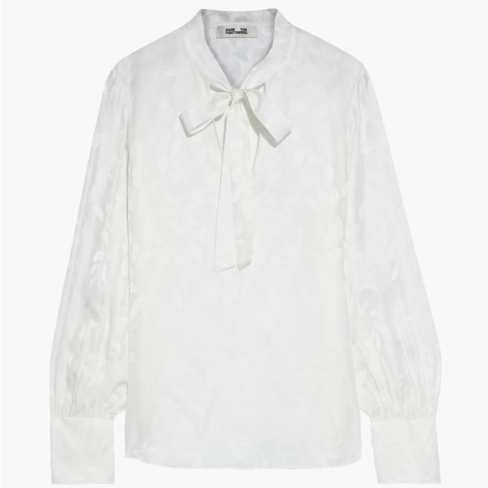 BNWT Diane Von Furstenberg Esperanza silk blend jacquard blouse Sz XL